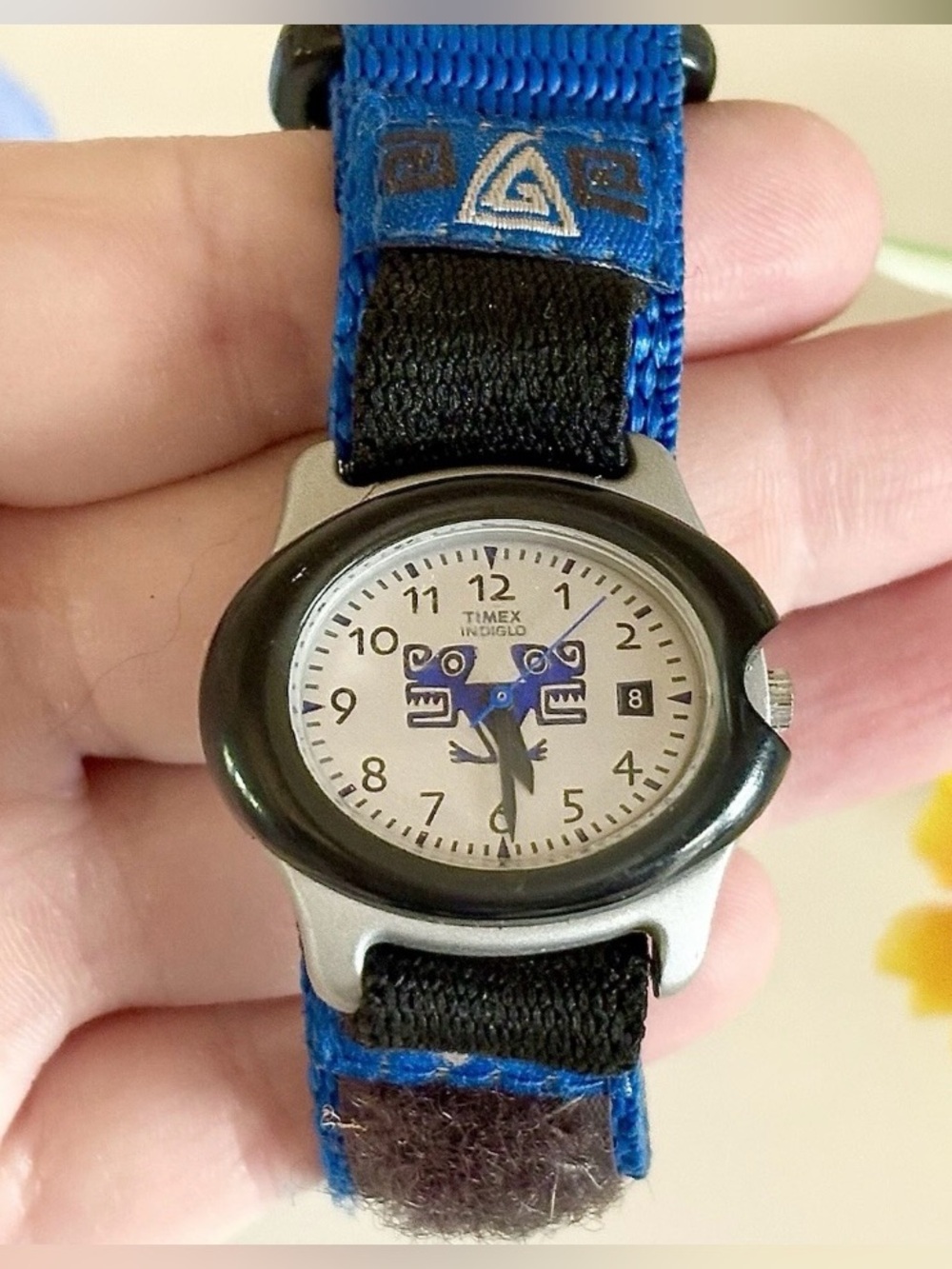 Timex Indiglo Aztec Native American Unique Blue Mayan Tribal Vintage Wrap Watch